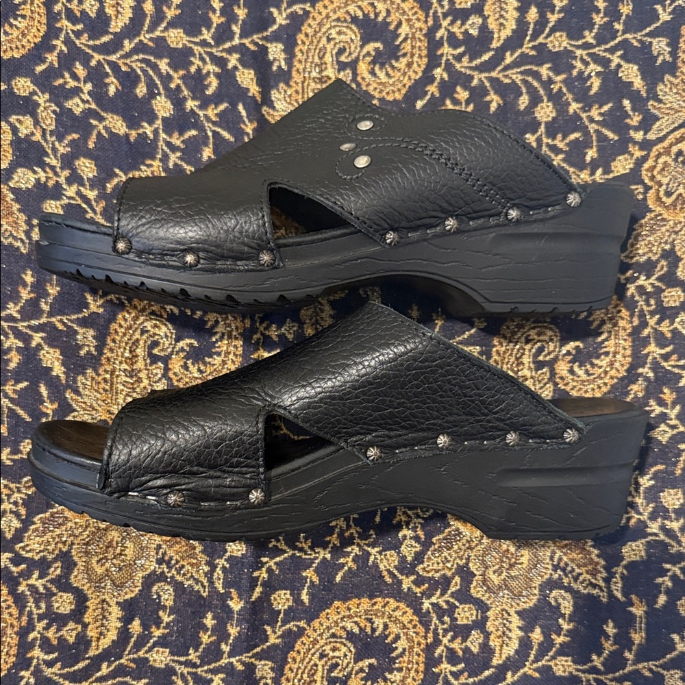 Sanita Black Leather Clogs / Sandals / Slides, size 41, nearly new! - Picture 3 of 5